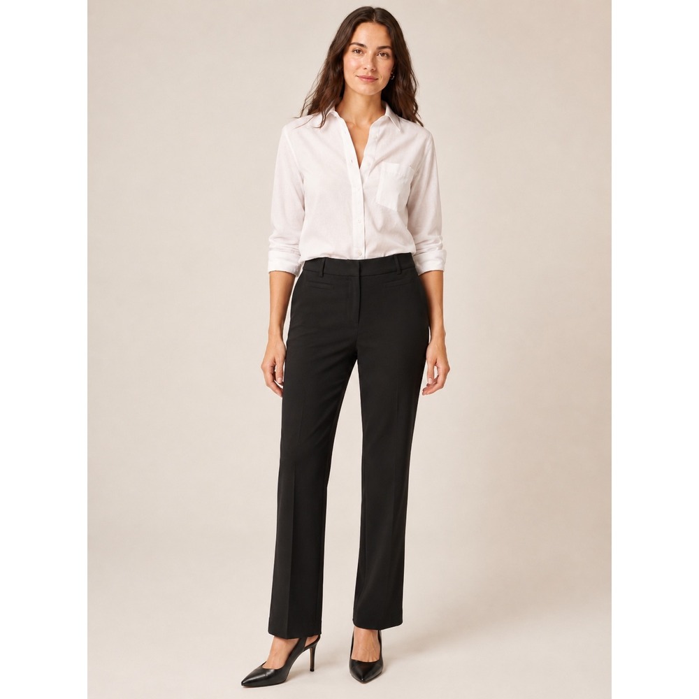 J.Crew Mercantile Womens Slim Straight‎ Pant 6 Regular Workwear Black Trousers